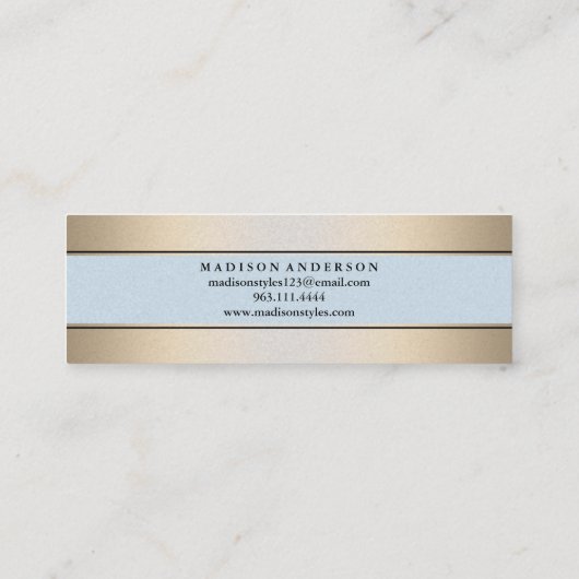 Moderne Faux Gold Foil striped Mini Visitekaartje (Achterkant)