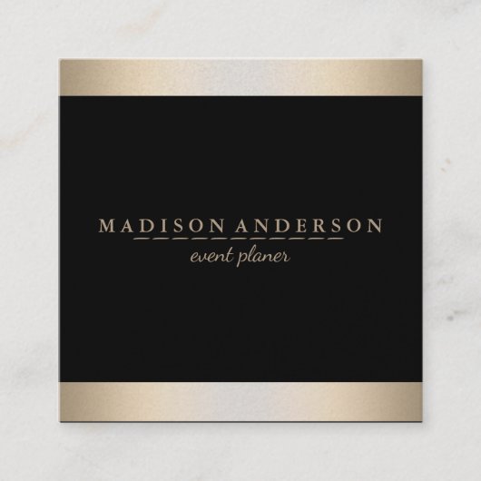 Moderne Faux Gold Foil striped Vierkante Visitekaartje (Voorkant)