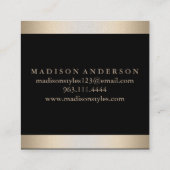 Moderne Faux Gold Foil striped Vierkante Visitekaartje (Achterkant)