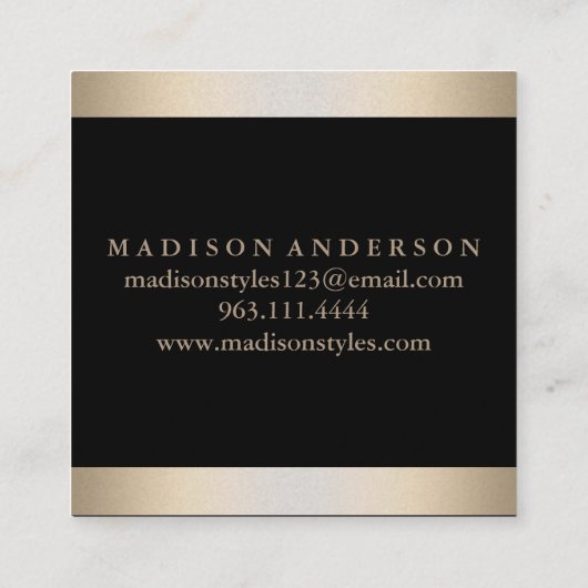 Moderne Faux Gold Foil striped Vierkante Visitekaartje (Achterkant)