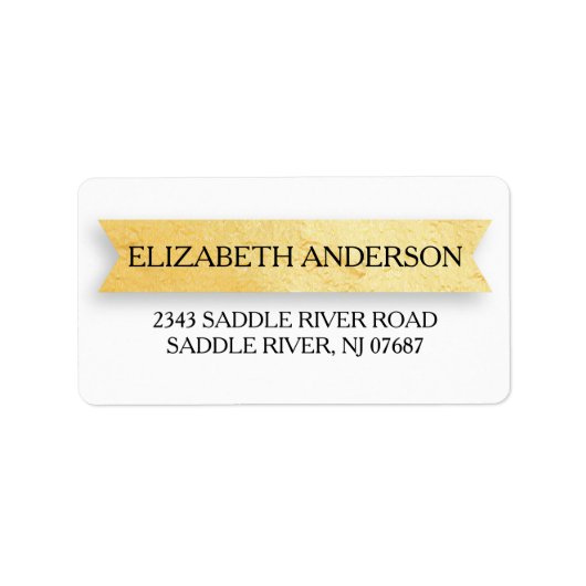 Moderne Faux Gold Folie Banner Retouradres Label (Voorkant)