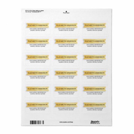 Moderne Faux Gold Folie Banner Retouradres Label (Full Sheet)
