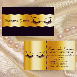 Moderne Faux Gold Folie & Black Lash Technician Visitekaartje