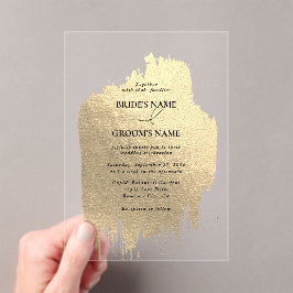 Moderne Faux Gold Folie Clear Wedding Acryl Uitnodigingen