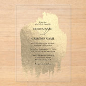 Moderne Faux Gold Folie Clear Wedding Acryl Uitnodigingen (Voorkant)