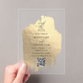 Moderne Faux Gold Folie Clear Wedding Save the Dat Acryl Uitnodigingen (Insitu (Draagbaar))