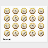 Moderne Faux Gold Folie Monogram Ronde Sticker (Vel)