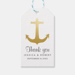 Moderne Faux Gold Folie Nautische Anker Dank u Cadeaulabel