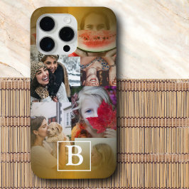 Moderne Faux Gold Fotocollage & Monogram iPhone 15 Pro Max Hoesje