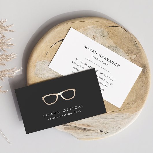 Moderne Faux Gold Glasses Logo Visitekaartje