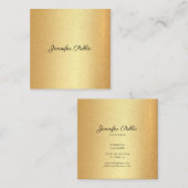 Moderne Faux Gold Glitter Hand Script Kalligrafie Vierkante Visitekaartje (Voorkant / Achterkant)