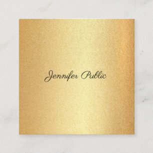 Moderne Faux Gold Glitter Hand Script Kalligrafie Vierkante Visitekaartje