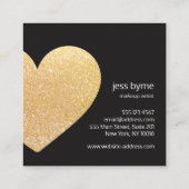 Moderne Faux Gold Glitter Hart Zwart Wit Vierkant Vierkante Visitekaartje (Achterkant)
