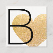 Moderne Faux Gold Glitter Hart Zwart Wit Vierkant Vierkante Visitekaartje (Voorkant)