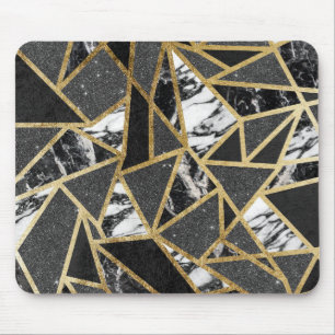 Moderne Faux Gold Glitter Marble Geometric Triangl Muismat