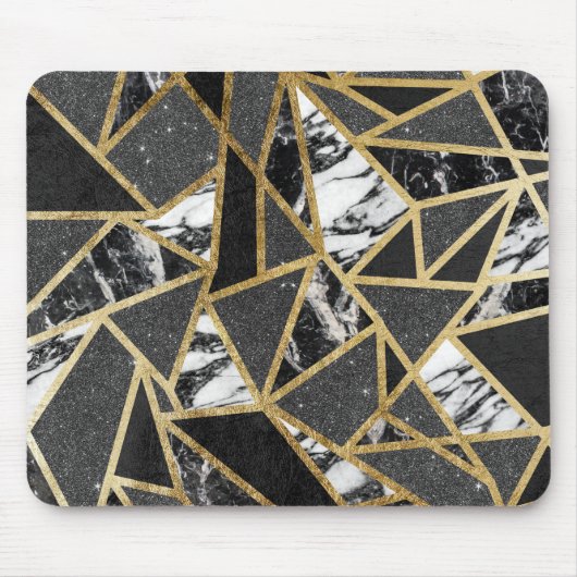 Moderne Faux Gold Glitter Marble Geometric Triangl Muismat (Voorkant)