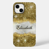 Moderne Faux Gold Glitter Marble Monogram Case-Mate iPhone Case (Achterkant)