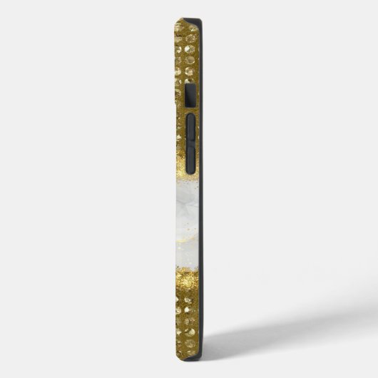 Moderne Faux Gold Glitter Marble Monogram Case-Mate iPhone Case (Achterkant / Links)