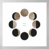 Moderne Faux Gold Glitter Moon Phase Grafiek Poster (Voorkant)