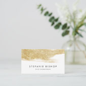 Moderne Faux Gold Glitter Sparkle Bruske Stroke Visitekaartje (Staand voorkant)