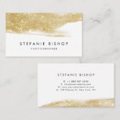 Moderne Faux Gold Glitter Sparkle Bruske Stroke Visitekaartje (Voorkant / Achterkant)