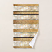 Moderne Faux Gold Glitter White Light Black stripe Bad Handdoek (Handdoek)