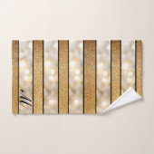 Moderne Faux Gold Glitter White Light Black stripe Bad Handdoek (Handdoek)
