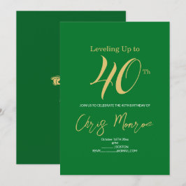 Moderne Faux Gold & Green verjaardagsuitnodiging Kaart