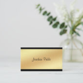 Moderne Faux Gold Hand Script Tekst Cool Kalligraf Visitekaartje (Staand voorkant)