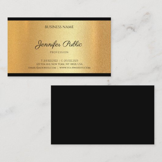 Moderne Faux Gold Hand Script Tekst Kalligrafie Ch Visitekaartje (Voorkant / Achterkant)