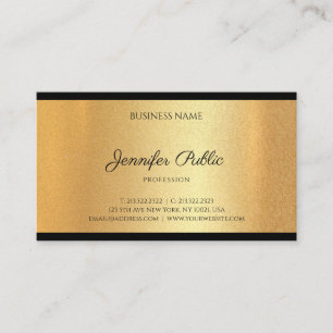Moderne Faux Gold Hand Script Tekst Kalligrafie Ch Visitekaartje