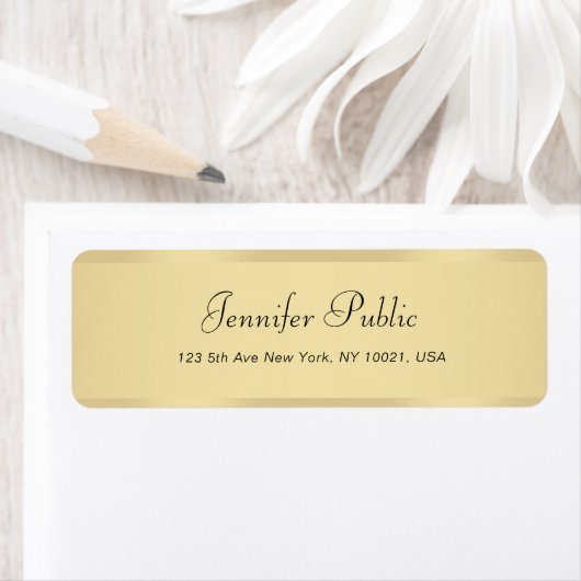 Moderne Faux Gold Handwrited Script Sjabloon Etiket (Insitu)