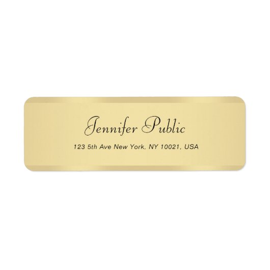 Moderne Faux Gold Handwrited Script Sjabloon Etiket (Voorkant)