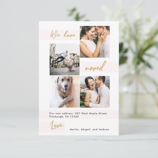 Moderne Faux Gold Kaart Blush Verander van adres F (Staand voorkant)