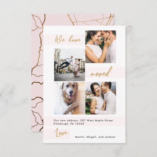 Moderne Faux Gold Kaart Blush Verander van adres F (Voorkant / Achterkant)