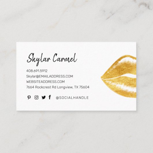Moderne Faux Gold Lip Trendy Make-up Artiest Wit Visitekaartje (Achterkant)
