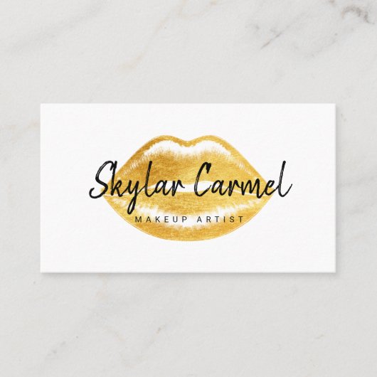 Moderne Faux Gold Lip Trendy Make-up Artiest Wit Visitekaartje (Voorkant)