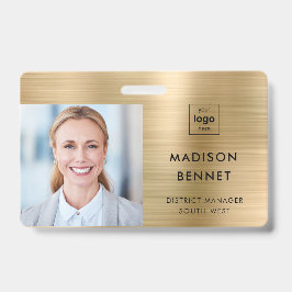 Moderne Faux Gold Metallic Corporate Photo ID Badge