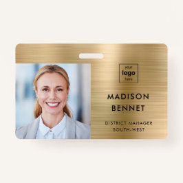 Moderne Faux Gold Metallic Corporate Photo ID Badge