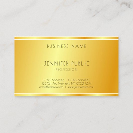 Moderne Faux Gold Professional Elegant Sjabloon Visitekaartje (Achterkant)