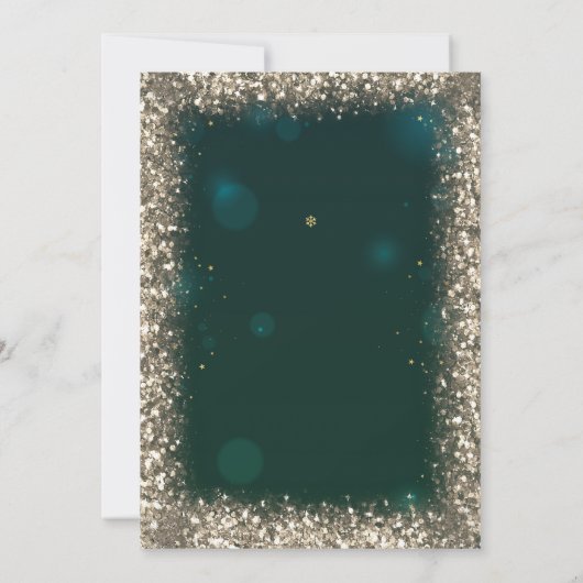 Moderne Faux Gold Sequins Lijst Groene Quinceañera Kaart (Achterkant)