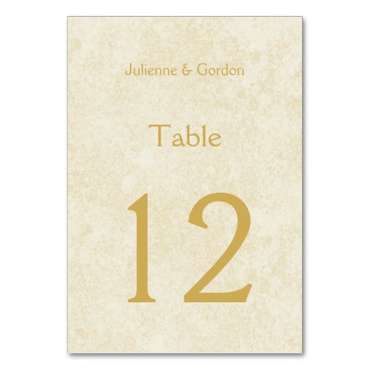 Moderne Faux Gold Sparkles op Ivory Table Kaarten (Voorkant)