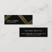Moderne Faux Gold Stripes op Elegant Zwart Mini Visitekaartje (Voorkant / Achterkant)