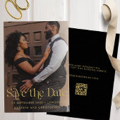 Moderne Faux Gold Typografie QR Code Foto Save The Date