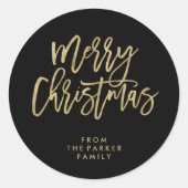 Moderne Faux Gold Typografie | Vrolijk kerstfeest Ronde Sticker (Voorkant)