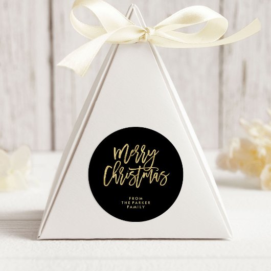 Moderne Faux Gold Typografie | Vrolijk kerstfeest Ronde Sticker