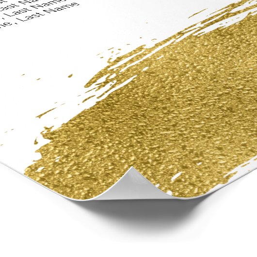 Moderne faux Gold Wedding Seding Chart Sign Poster (Hoek)