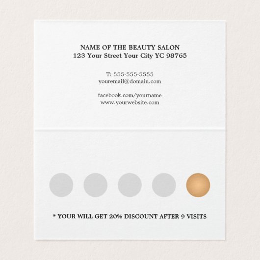 Moderne Faux Gold White Stripes Hair Loyalty Kaart Visitekaartje (Binnenkant ongevouwen)