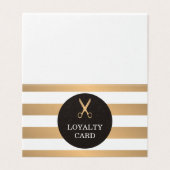 Moderne Faux Gold White Stripes Hair Loyalty Kaart Visitekaartje (Buitenkant ongevouwen)