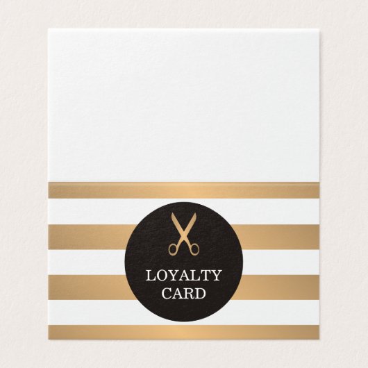 Moderne Faux Gold White Stripes Hair Loyalty Kaart Visitekaartje (Buitenkant ongevouwen)